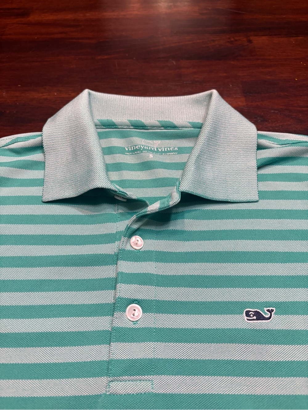 Vineyard Vines grey and teal striped polo shirt, Men’s Small
